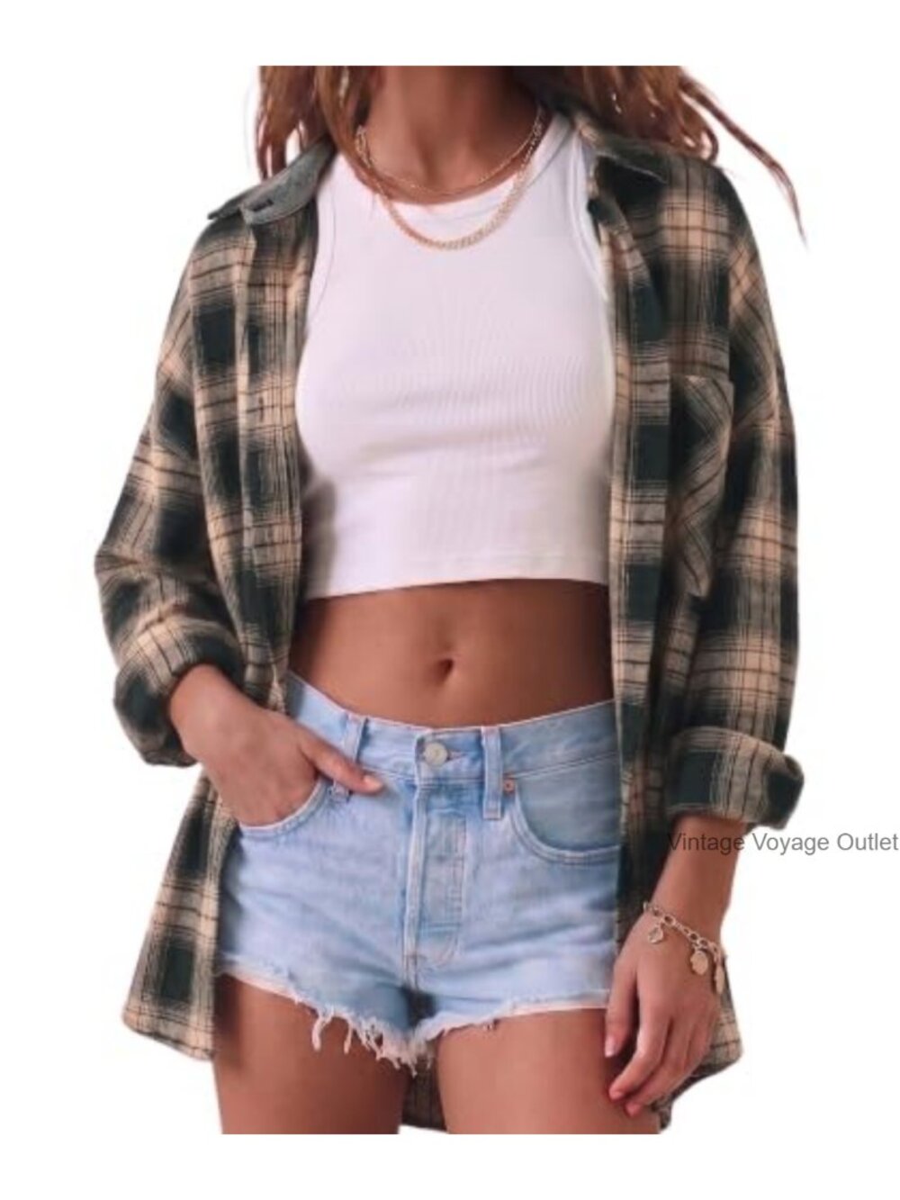 Women's Plaid Flannel Button Down Shirt Oversized Long Sleeve Casual Blouse